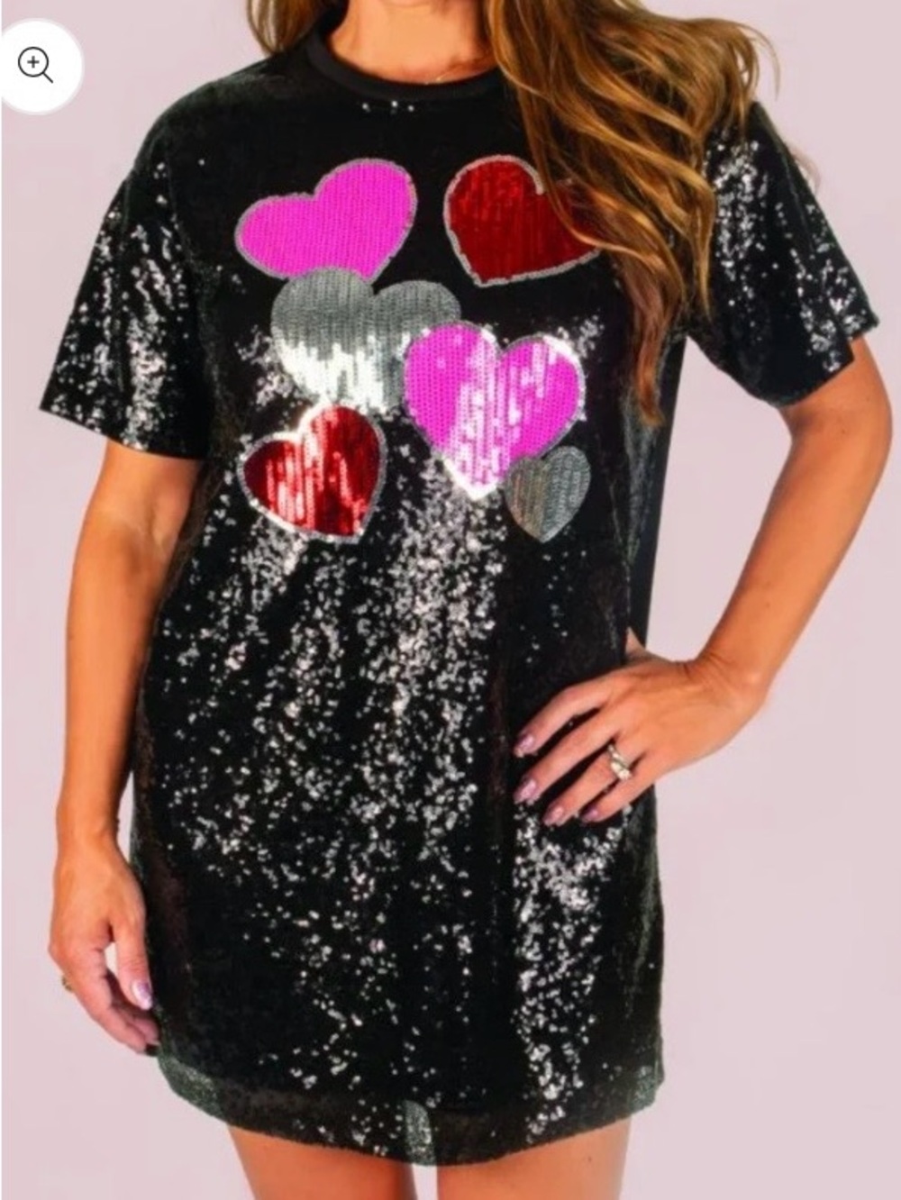 NWT Simply Southern Black Sequin Heart Mini Dress S/M